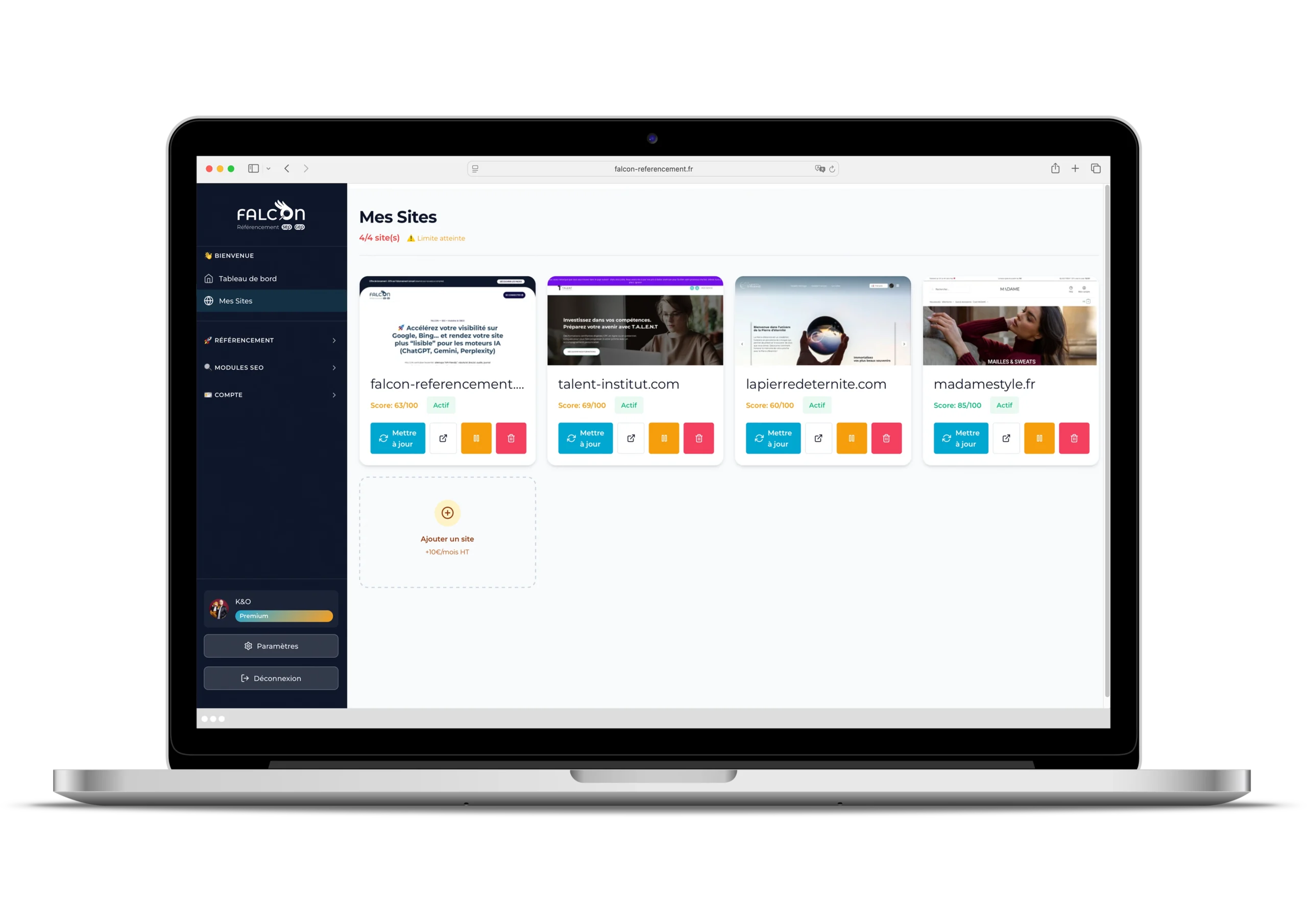 Visu tableau de bord client Falcon