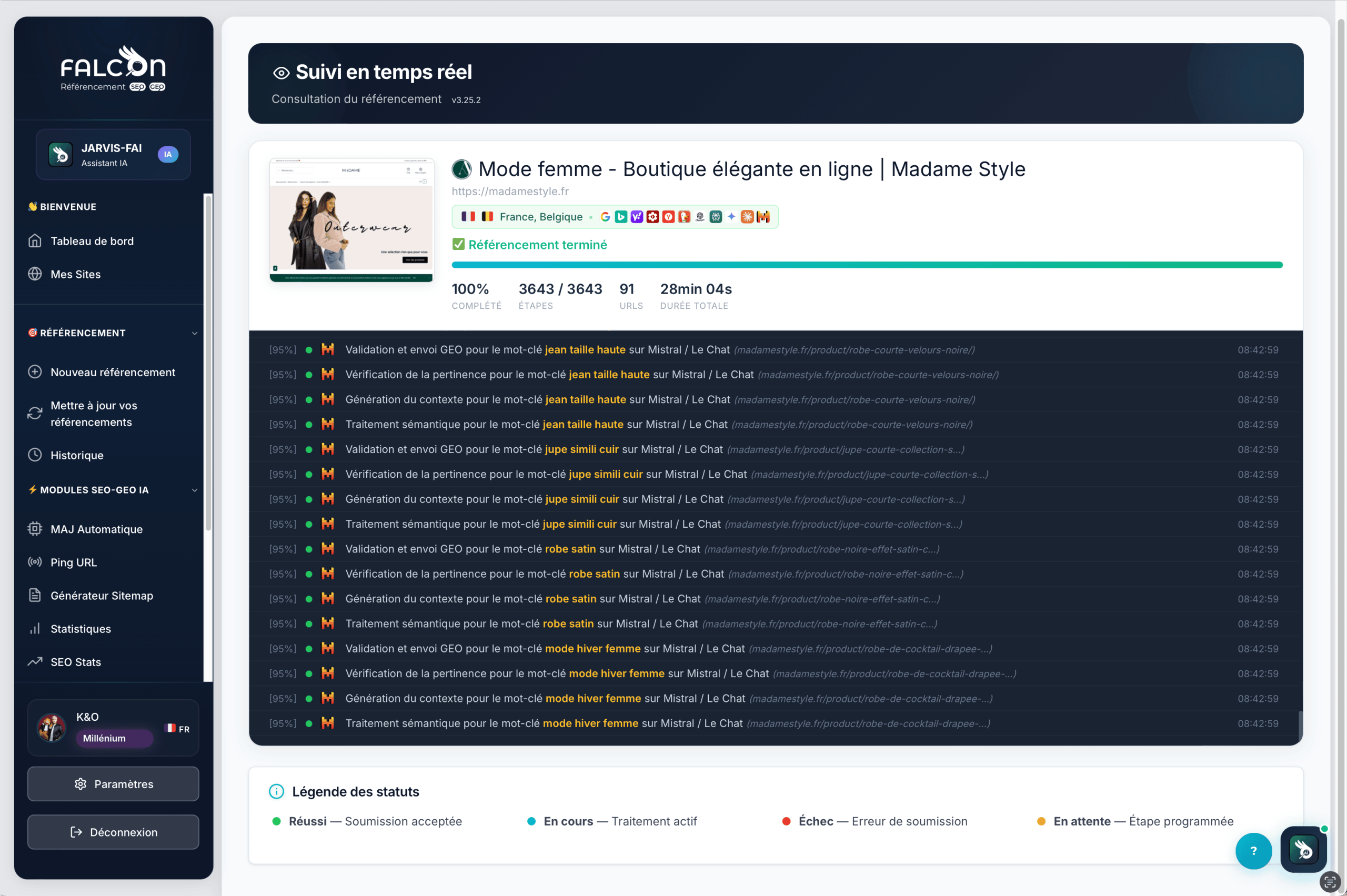 Suivi temps réel FALCON