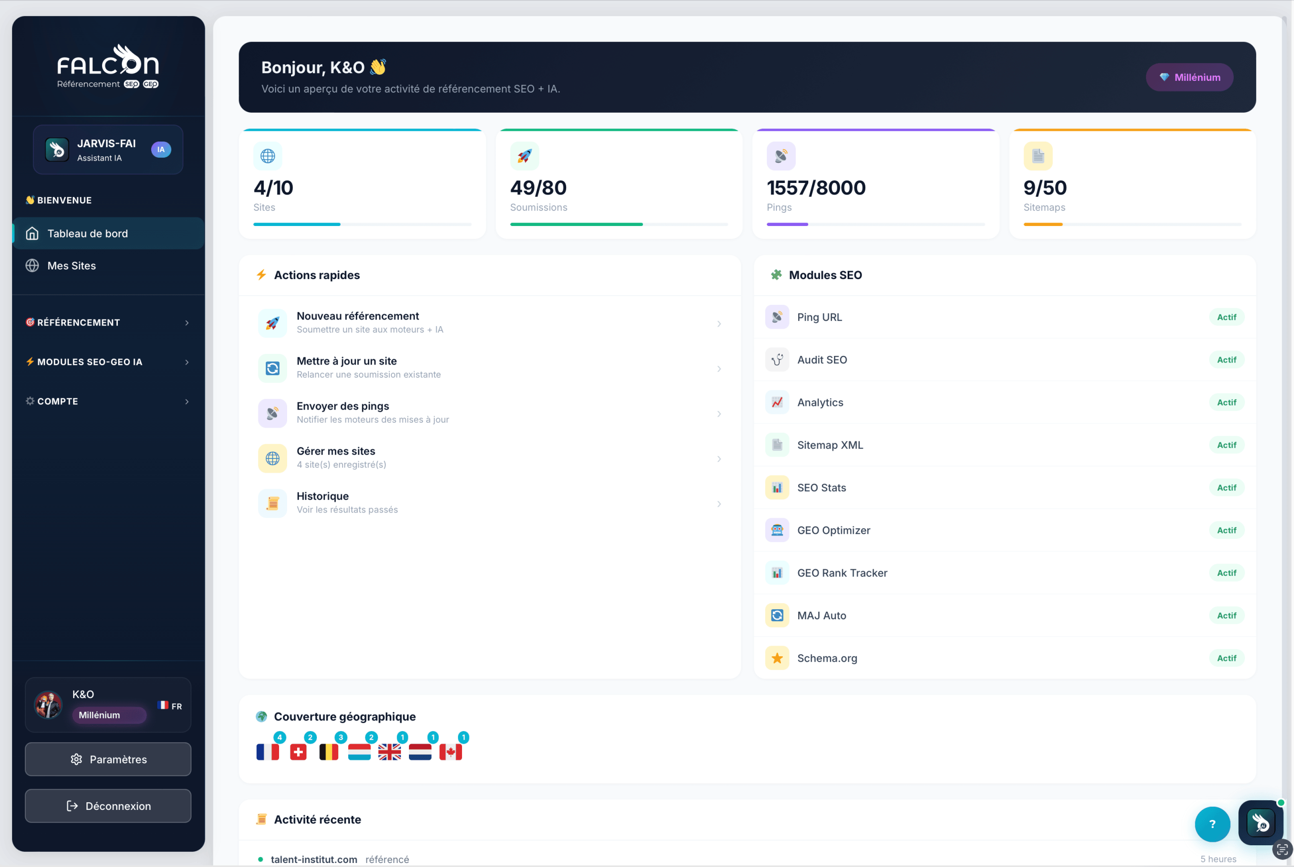 Tableau de bord FALCON